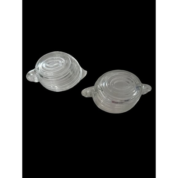 Vintage 1938-43 discontinued Anchor Hocking clear Manhattan open sugar and cream - Picture 4 of 8